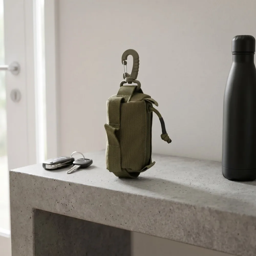 Small Men Sports Coin Purse Hanging Pouch Wear-Resistant Key Organizer Pouch Mountaineering Buckle Leisure Card Holder Men Male