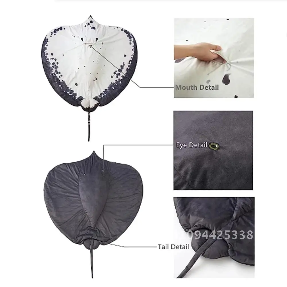 Simulation Manta Ray Plush Toys Real Life Devil Ray Carpet Pillow Doll Air Conditioner Room Nap Pause Quilt Tatami Cushion