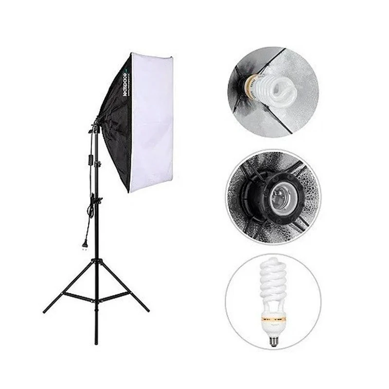 Simple 50x70 Softbox Studio Kit + 2m Tripod + Lamp 110V