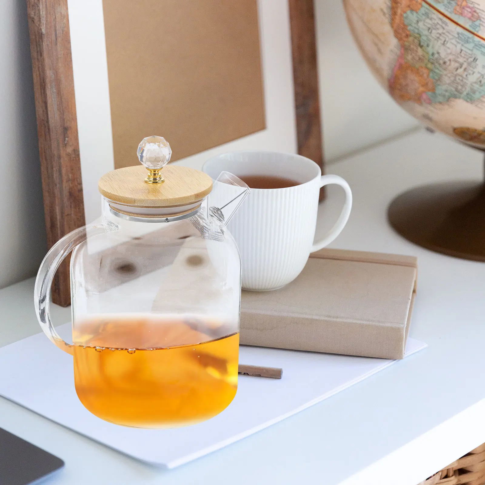 

Clear Glass Water Pitcher Glass Teapot Transparent Kettle Lightweight Easy Clean Beverage Container Kitchen Necessity