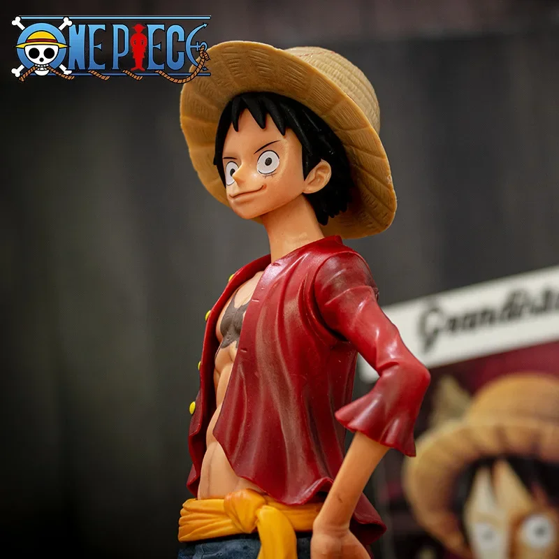 Hot 26.5cm One Piece Anime Figure Confident Smiley Luffy Three Form Face Changing Doll Action Figurine Model Toys Kits Kids Gift