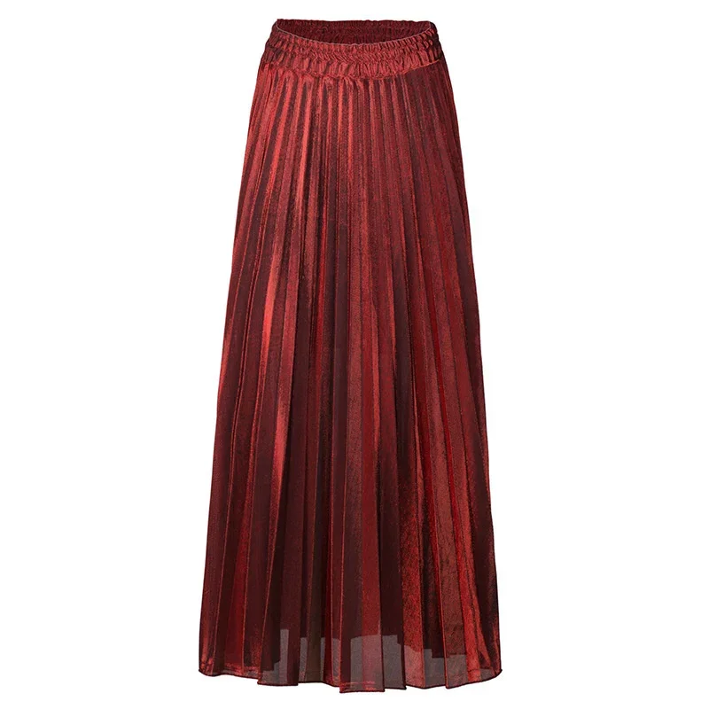 Fashion Women Elastic High Waist Pleated Skirt Female Casual Commuter Mesh Large Pendulum Half-body Dress Trend Streetwear 2024