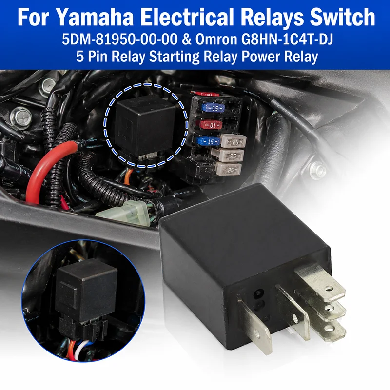 For Yamaha Electrical Relays Switch 5DM-81950-00-00 & Omron G8HN-1C4T-DJ 5 Pin Relay Starting Relay Power Relay