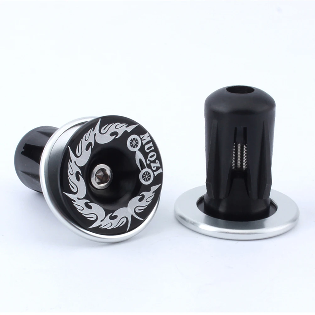 

Set Of Precision Cnc Machined Bar End Plugs For Road Mountain Fixed Gear Bikes Anodized Aluminum Alloy Black Caps Silver Rings