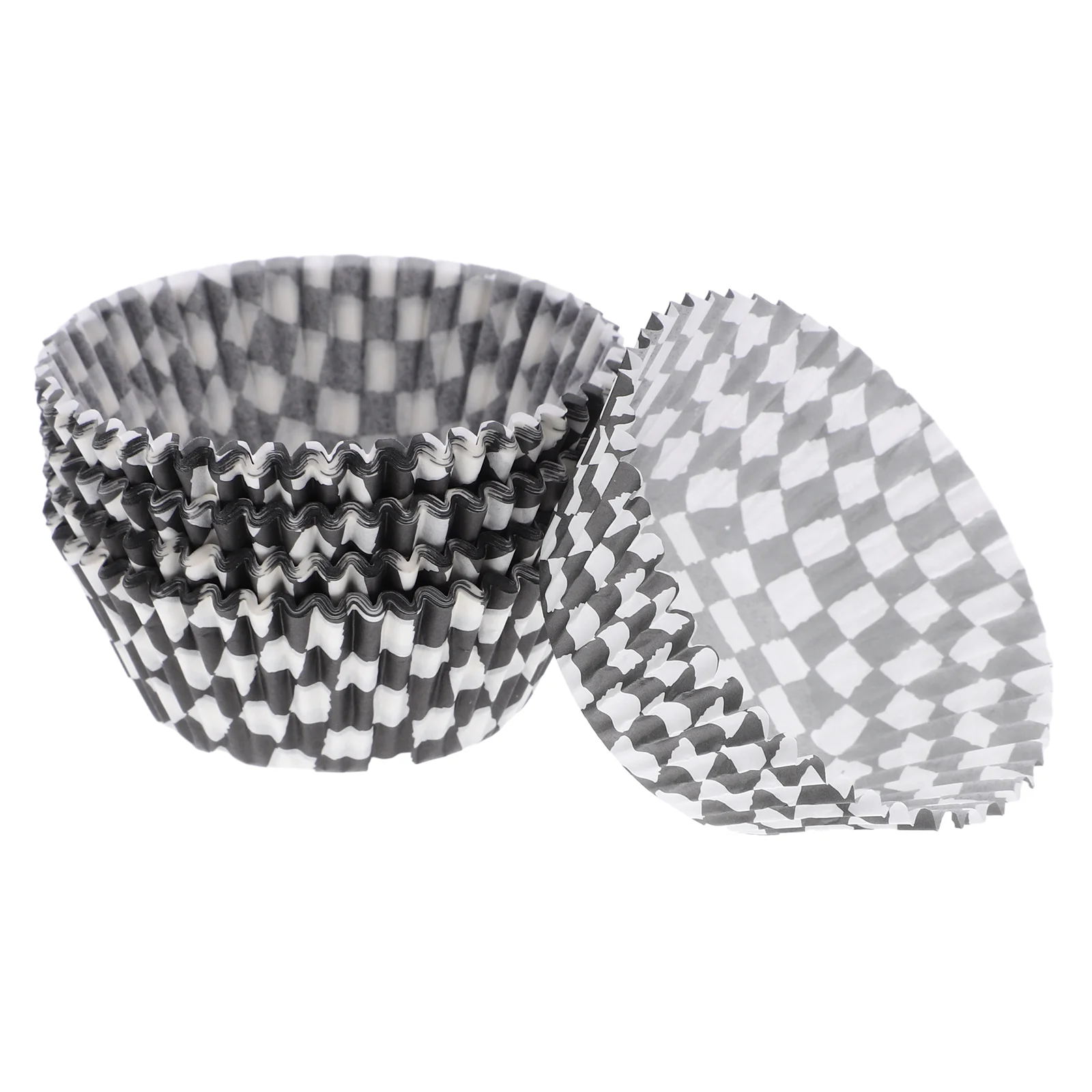 

100 Pcs Baking Cup Racing Flag Cake Cups Paper Holder Cupcake Wrappers 750X750X300CM