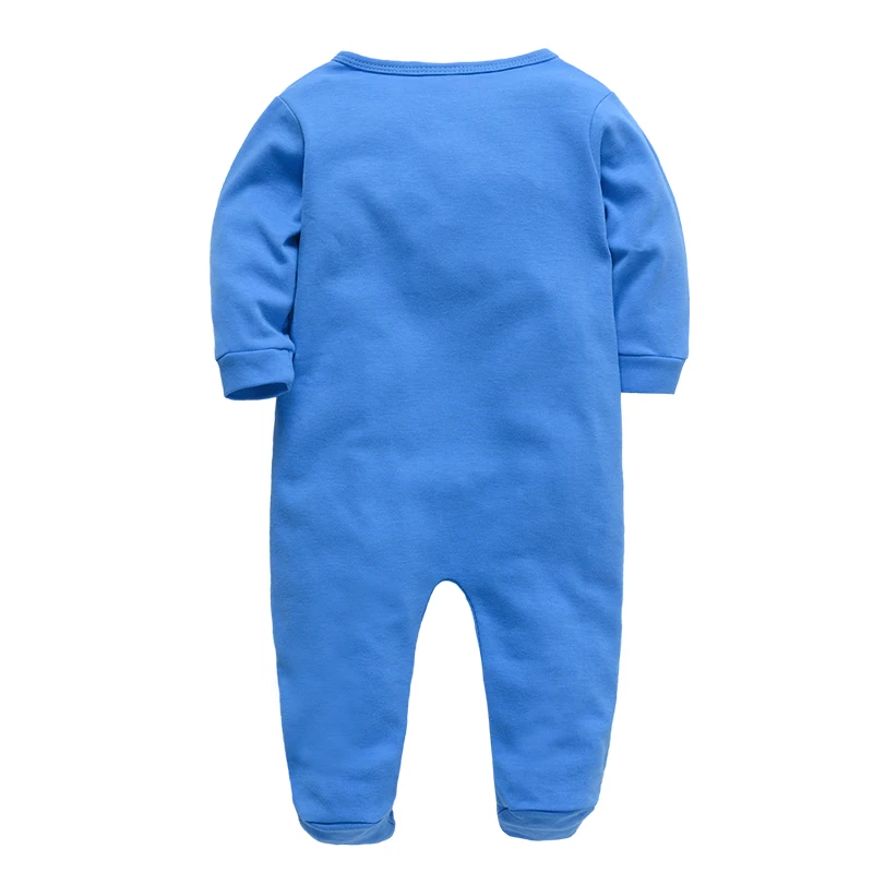 Spring Baby Boys Clothing Cotton Blue Bear Printing Kids Rompers Knit Cotton Newborn Overalls Pajamas