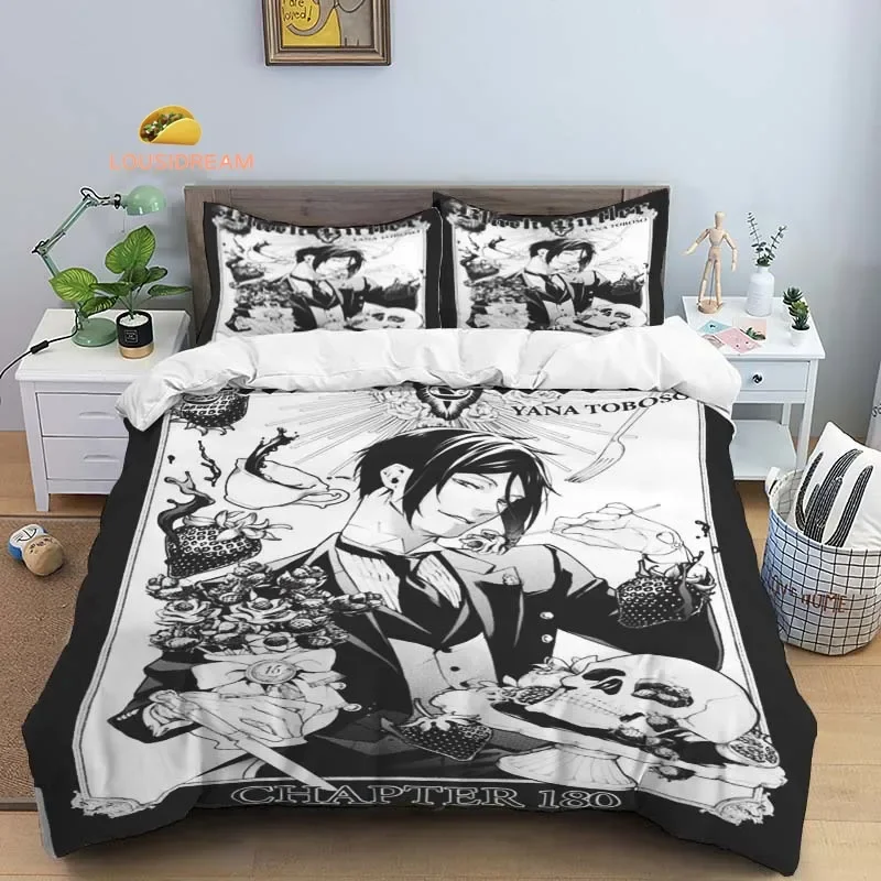 Cartoon Black Butler Logo Sheets Quilt Covers Bedding Dormitory Sheets Three-piece Bedding Set Three-piece Soft Warm Bedding Set