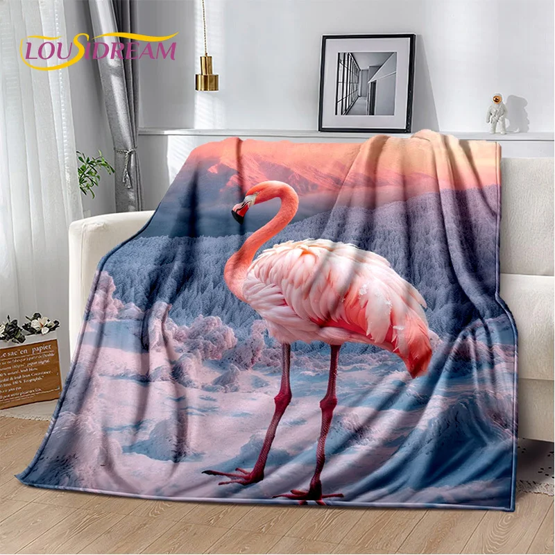 Cartoon Pink Flamingo Rainforest Love Bird Blanket,Soft Throw Blanket for Home Bedroom Bed Sofa Picnic Travel Cover Blanket Kids