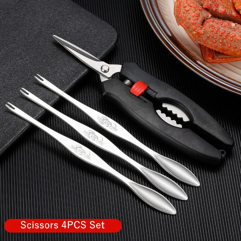 Stainless Steel Crab Tool Set Crab Peel Shrimp Tool Lobster Clamp Pliers Clip Pick Set Seafood Tools Knives Accessories