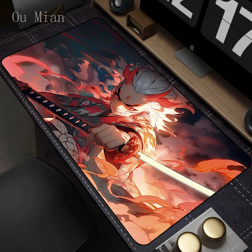 Japanese Samurai Cool Anime Red Large Gaming Mouse Pad Computer Keyboard Pads Desk Mat Office Birthday Gift for Boyfriends Sons
