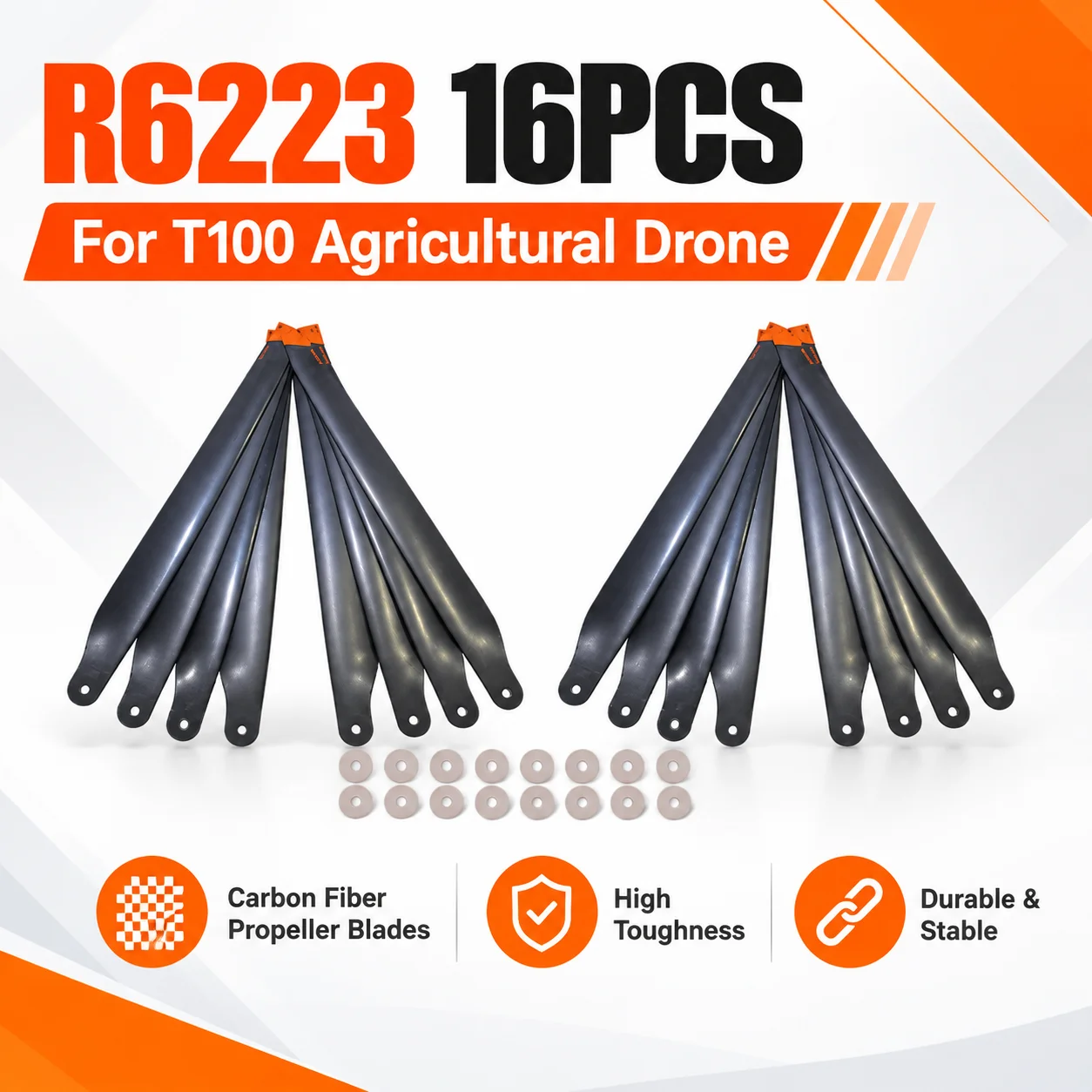 R6223 Propeller Blades for DJI T100 Agricultural Drone, Black Durable Props, Wear & Impact Resistant, Easy Install & Replace