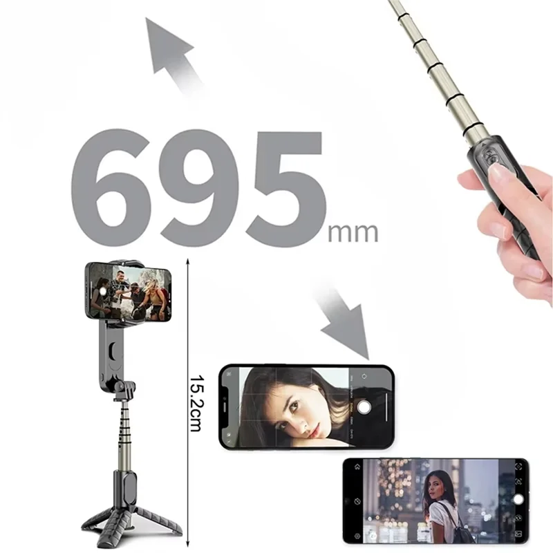 

【Buy It-Now!】Tripod Gimbal Stabilizer Led Light Selfie Stick For Mobile Phone APP Control Smartphone Holder Stand Cellphone Came