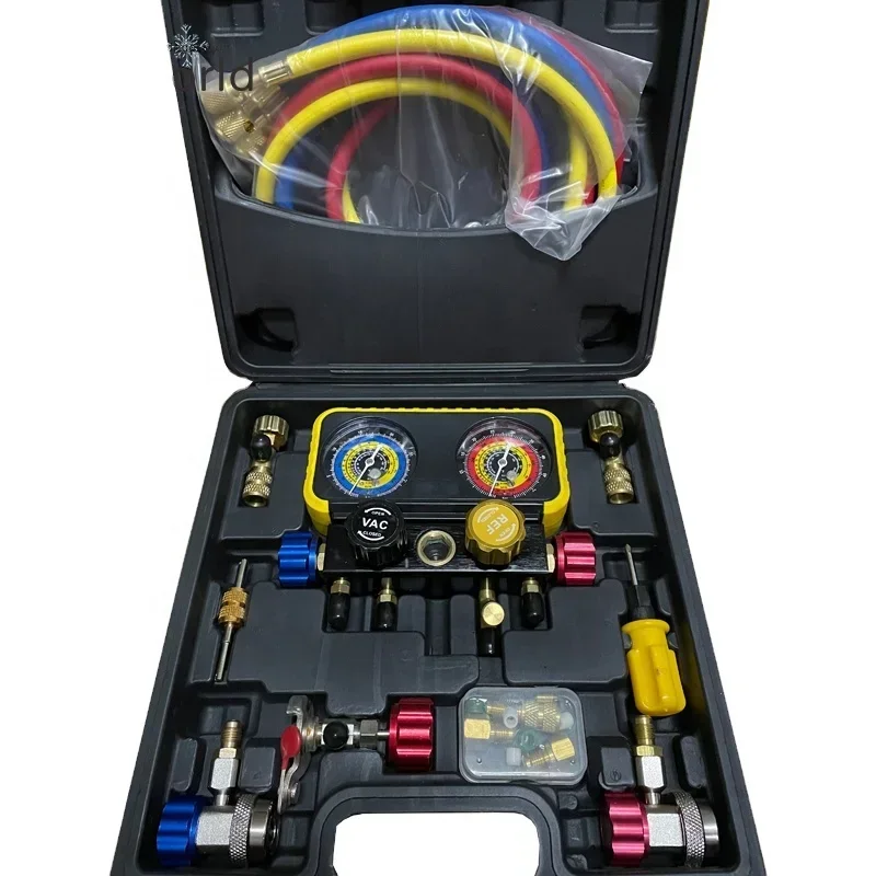 4 way manifold gauge for r22  r32 r410 r134a refrigeration digital manifold hvac system gauge kit