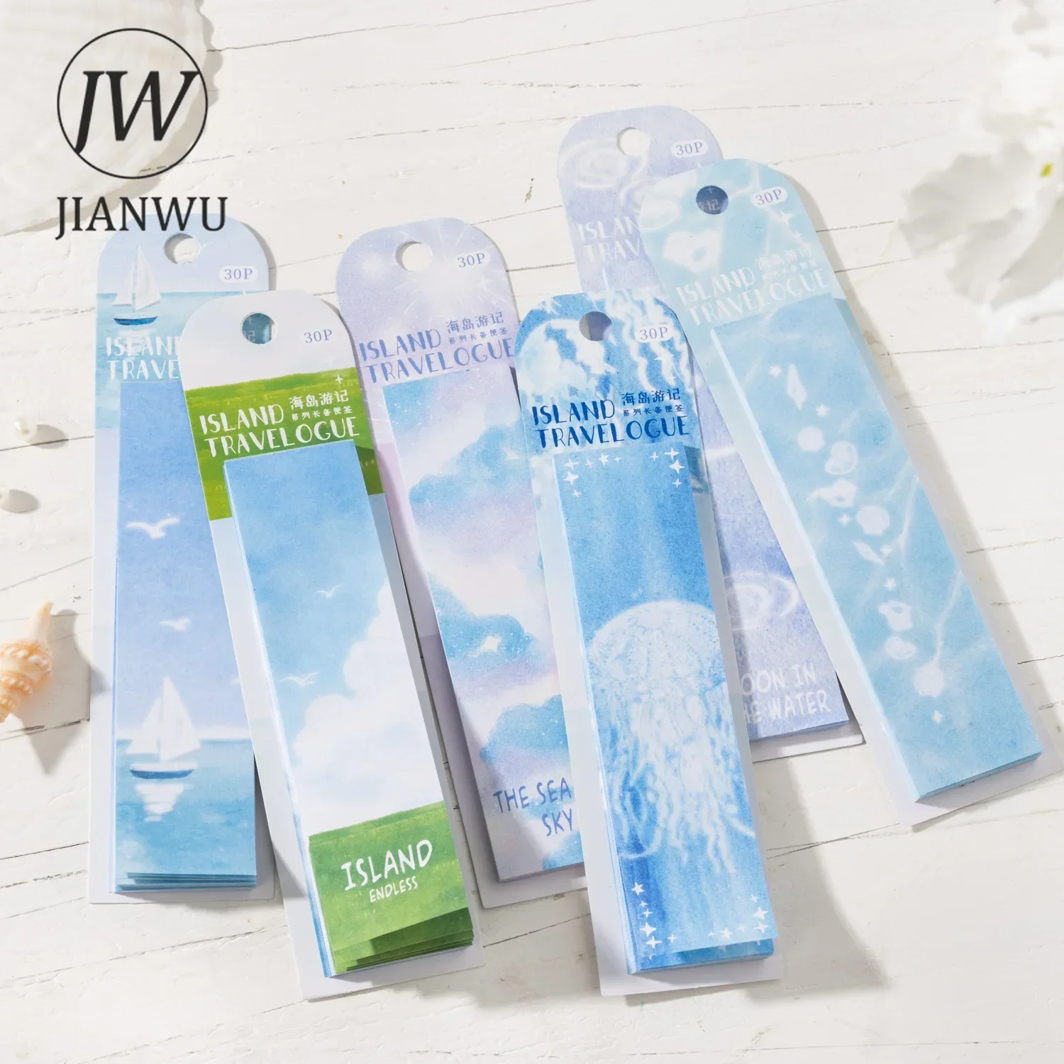 JIANWU Island Travelogue Series INS Travel Sky Sea Landscaping Material Collage Memo Pad Creative DIY Junk Journal Stationery