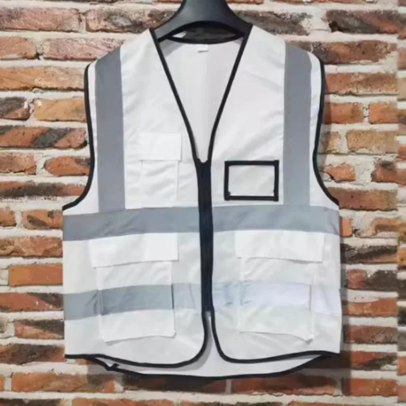 Gilet di sicurezza riflettente per donna uomo sicurezza ad alta visibilità con tasche la parte anteriore con cerniera soddisfa gli standard ANSI/ISEA