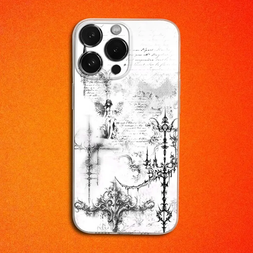 حافظة هاتف Cybersygilm Gothic Cyber Sigil Cross لهاتف iPhone 16,15,14,13,12,11 Plus, Pro,Max,XR,XS,Plus,E,Mini غطاء شفاف