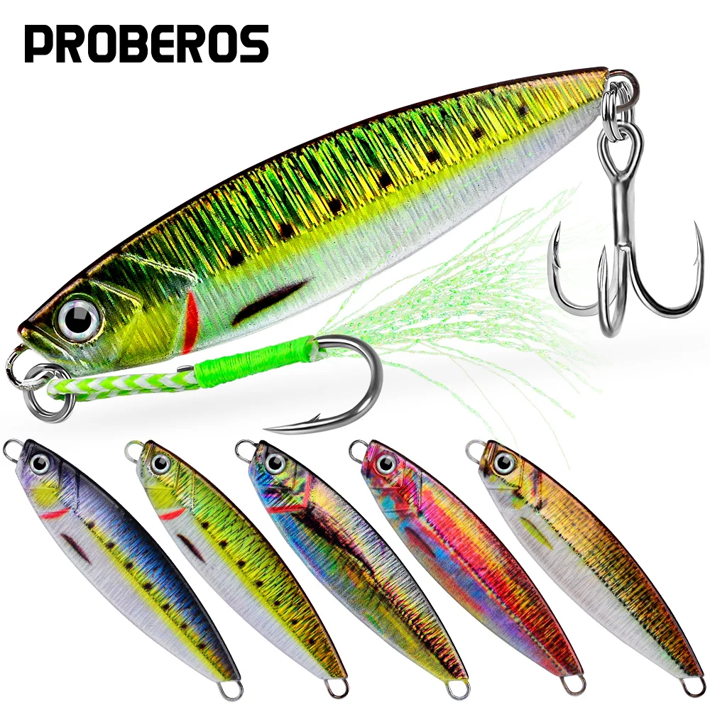 

Proberos 5pcs Metal Sinking Jigs Fishing Baits 10g-15g-20g-32g-40g Casting Fishing Jigging Lures Artificial Hard Bait Wobbler