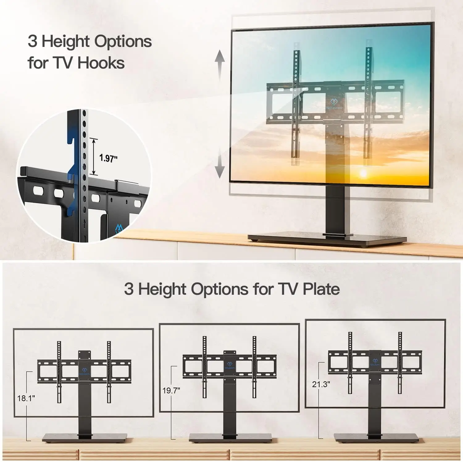 BEISHI Rack Monitor Stand Adjustable VESA 600-400mm up to 40kg 32‘’-55‘’ Monitor Tablet Free Standing Profile Desk Mount