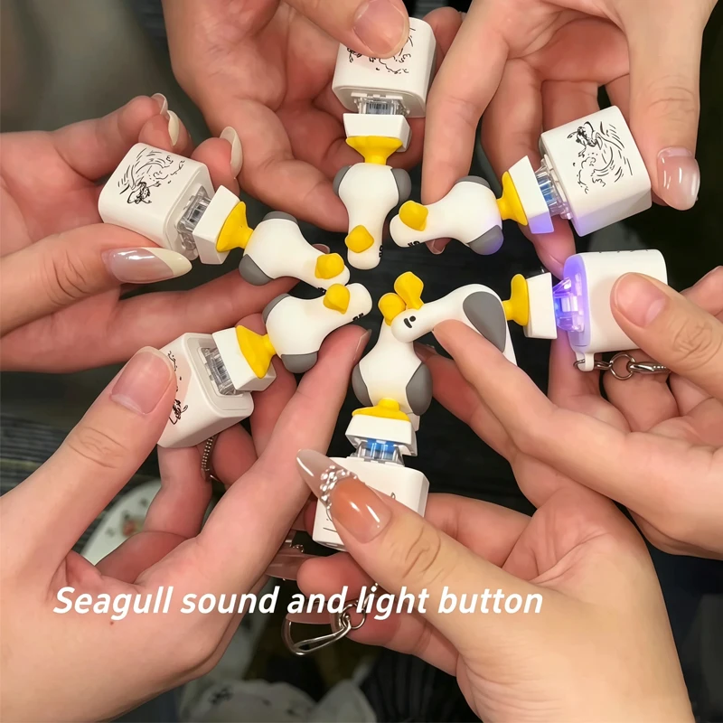 Creative Seagull Keycap Keychain Luminous Sounding Stress Relief Fidget Toy Anime Peripheral Decor Decor Pendant For Adult Toys