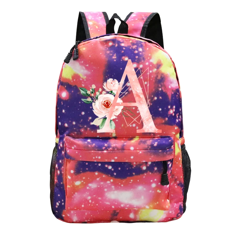 Flower Alphabet Print Laptop Backpack Women Travel Backpack Women Rucksack Girls School Bag Mochila