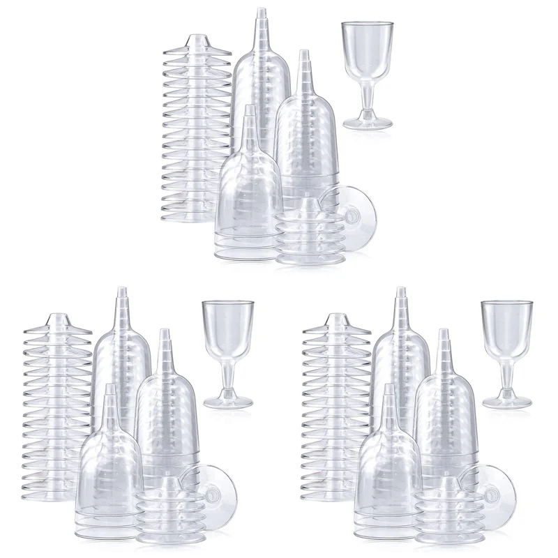 

150Pcs Clear Plastic Wine Glass Recyclable, Disposable & Reusable Cups For Champagne, Dessert, Beer, Pudding, Party