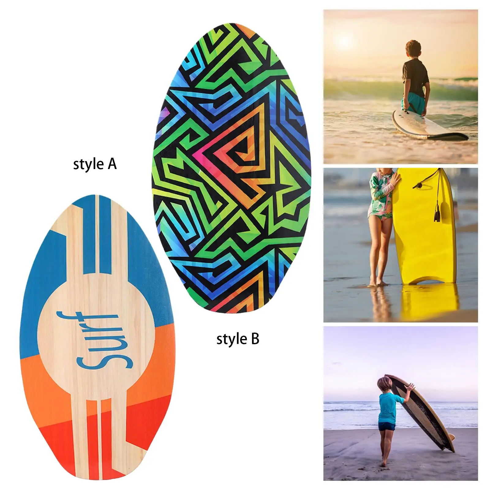 Skimboard for Kids Lightweight Good Friction Play Water Wooden Skim Board