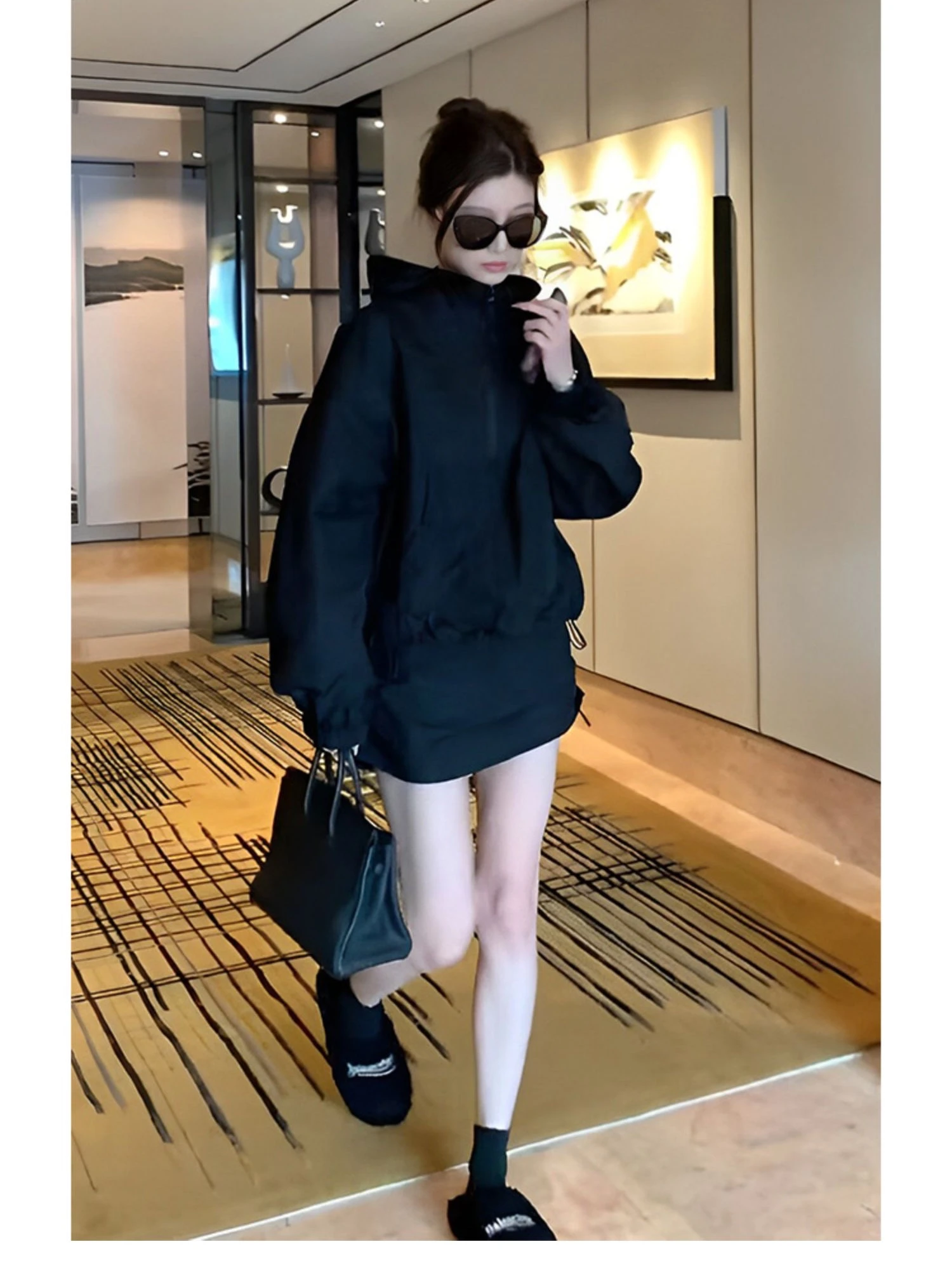 

Женский комплект летней спортивной одежды со шляпой Long Sve, солнцезащитная верхняя одежда, свободная повседневная юбка с высокой талией, костюм из двух предметов