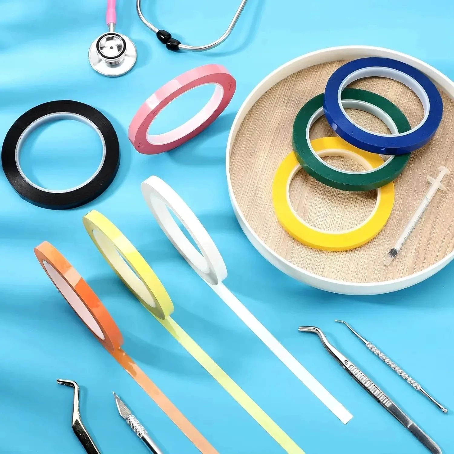 1 Roll 66m Dental Instruments Tapes Autoclave Tape 10 Colors Surgical Autoclavable Marla Gum Tape 150° F Steam Disinfection
