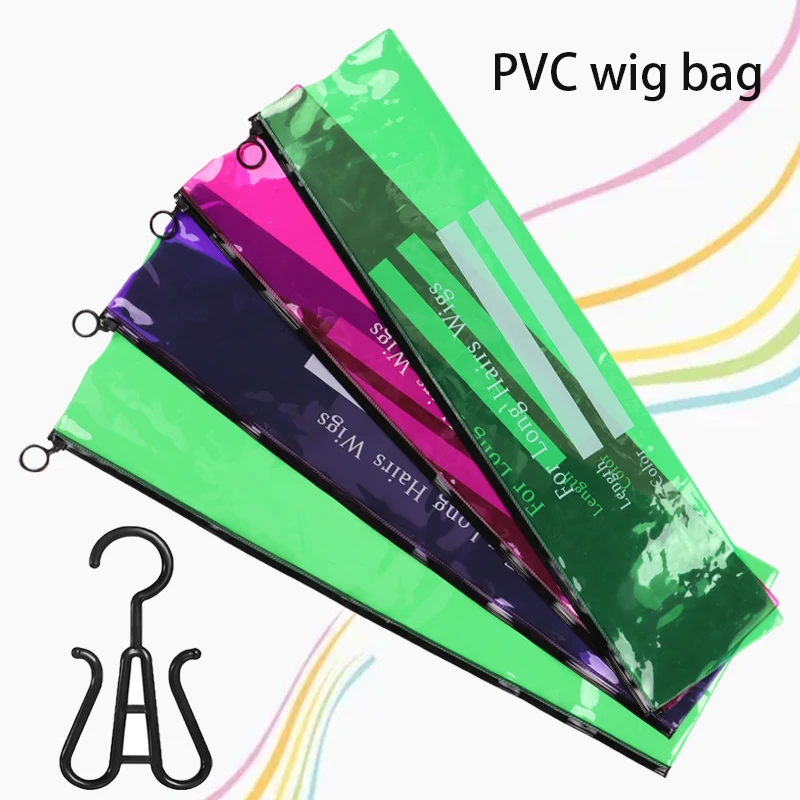 PVC peruca saco de armazenamento com Hanger Suit, extensão do cabelo Storage Bag, Salon e Home Wig Protect Case, Dustproof