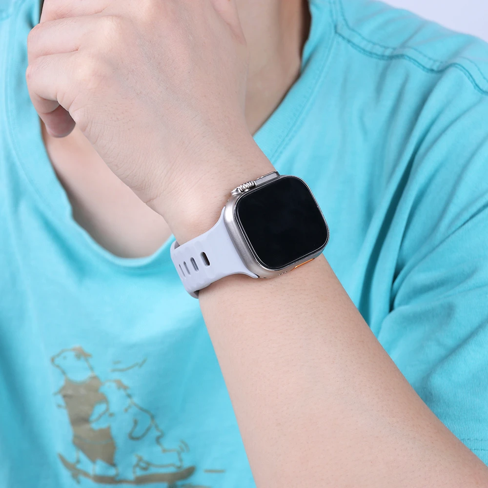 Apple Watch Ultra 2, 49mm, 46mm, 45mm, 44mm, 42mm, 41mm, 40mm, 38mm用シリコンストラップ,スポーツブレスレット,iwatchシリーズ10 9、8、7、6、se、5