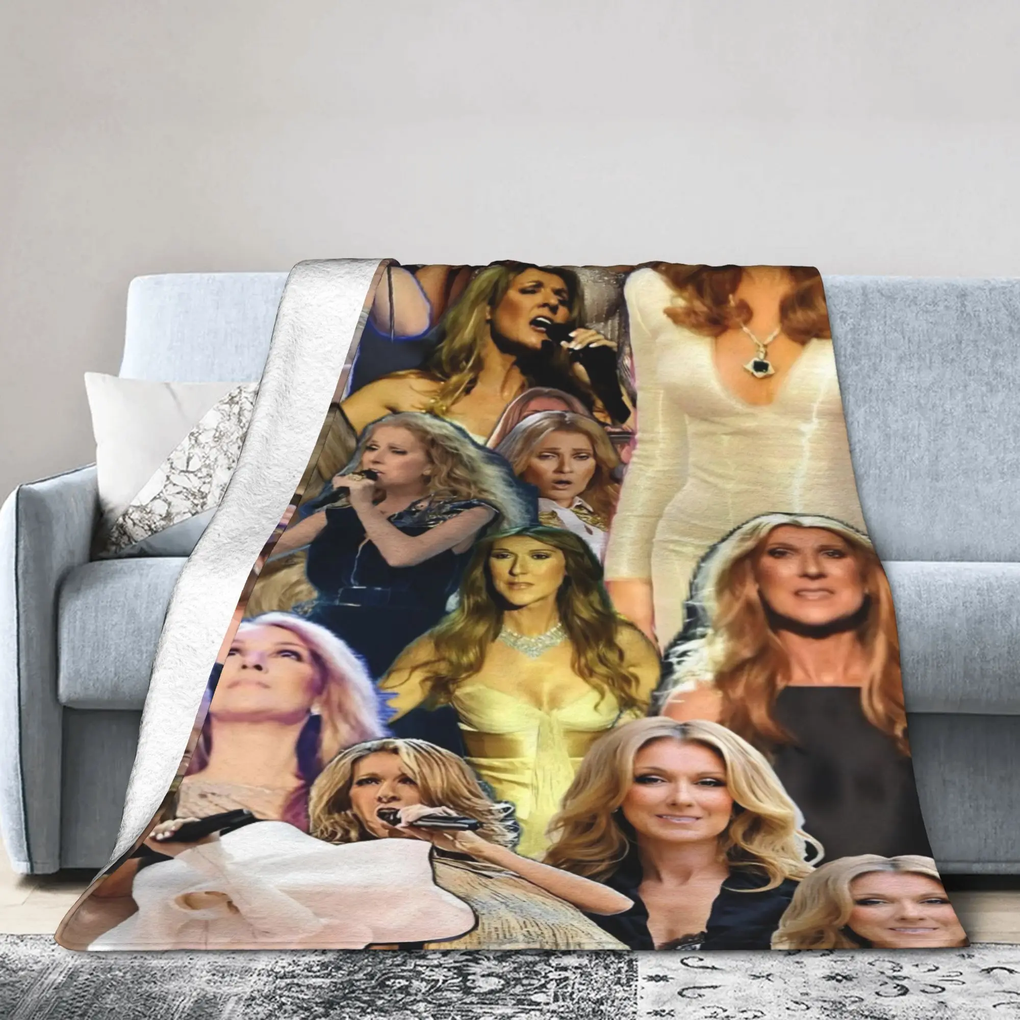 Celines Dion Collage Siger Plush Blanket Music Vintage Throw Blanket for Home Hotel Sofa  150*125cm Quilt
