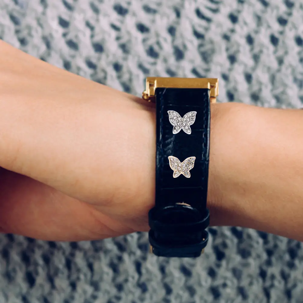 

Набор из 4 декоративных элементов для ремешков часов: стразы, крепежные элементы, украшения из сплава для силиконовых ремешков, модные аксессуары