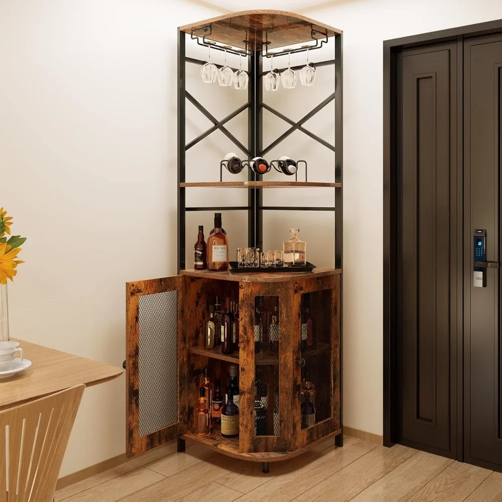 Barsch rank mit/Wein regal und Glas halter, Eck schrank, Eck barsch rank mit verstellbarem Regal, Schnaps schrank Bar