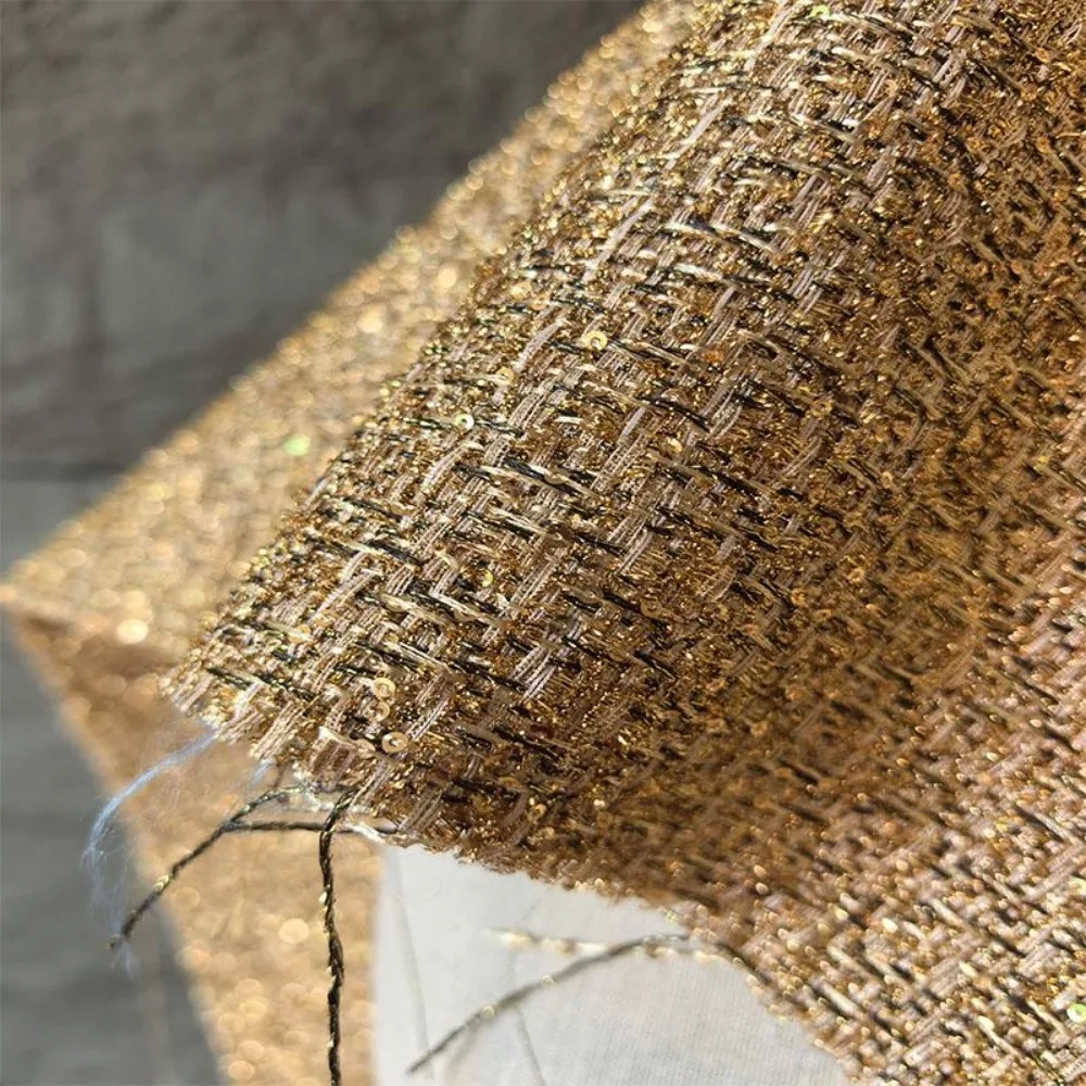 

Gold Luxury French Jacquard Fabric, High-End Thick Floral Upholstery Material for Designer Dresses Sewing Material Telas