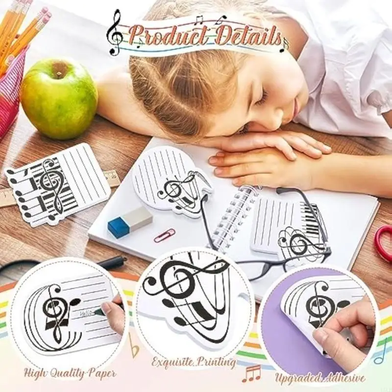 Y5LB 10Pcs Pads Notes Pads Self-Adhesive Notepads Musical Note Note Pads Sticking Memo Pad Set