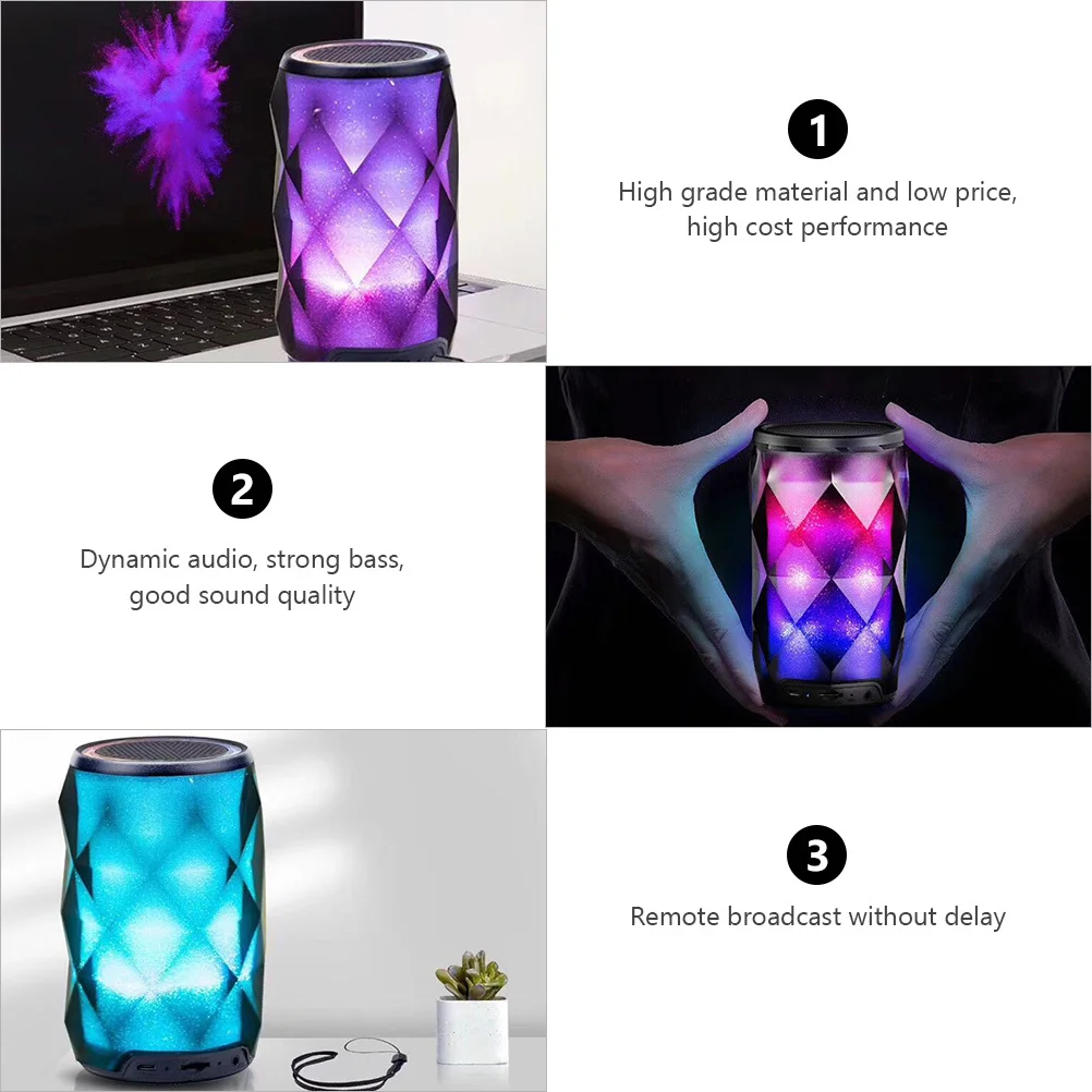 

1Pcs Mini LED Wireless Speaker Box Creative Wireless Desktop Speaker Strong Bass Universal 35mm Audio Cable Use