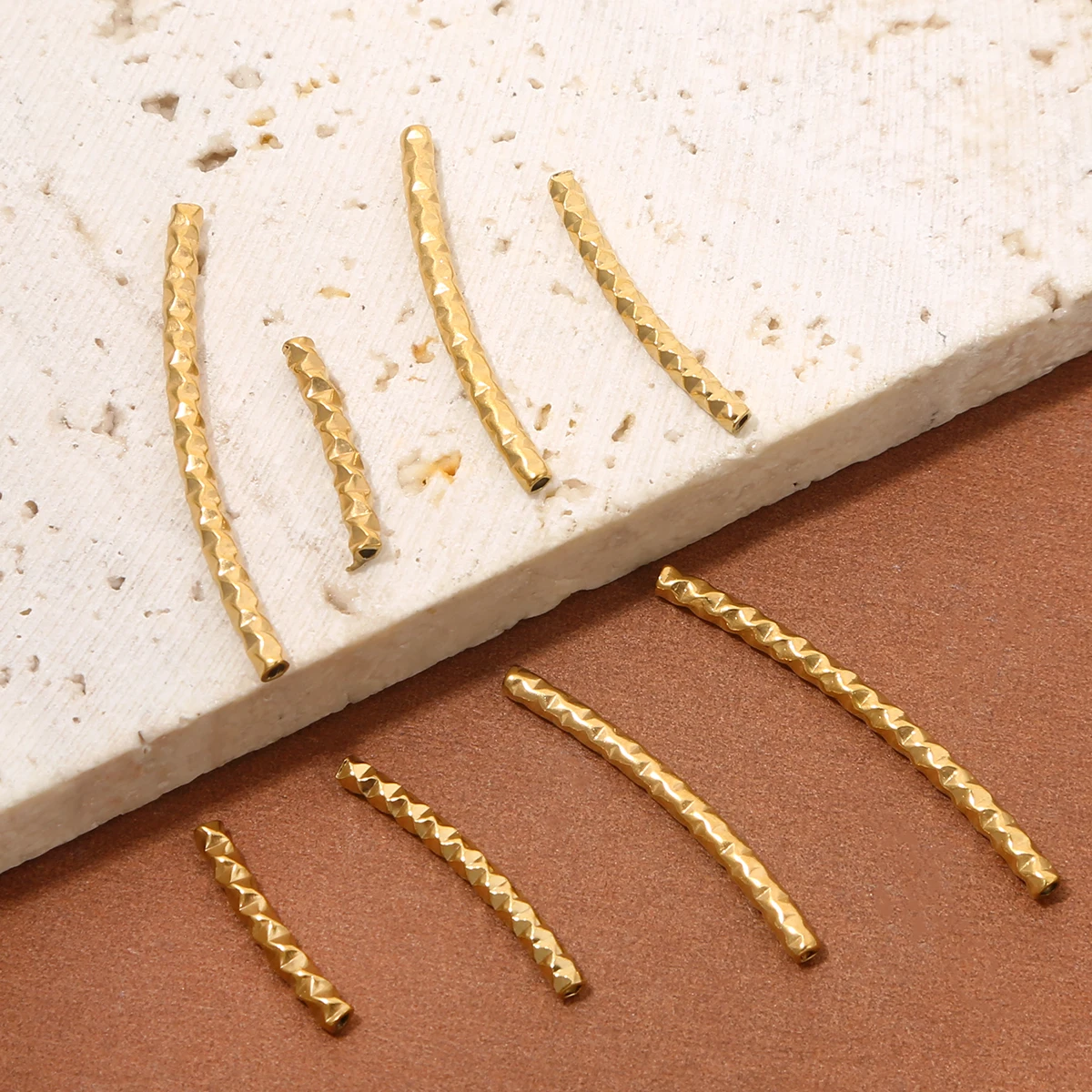 

20Pcs/Lot Stainless Steel Curved Long Tube Spacer Charms Beads For Handmade DIY Jewelry Making Bracelet Necklace Accessories