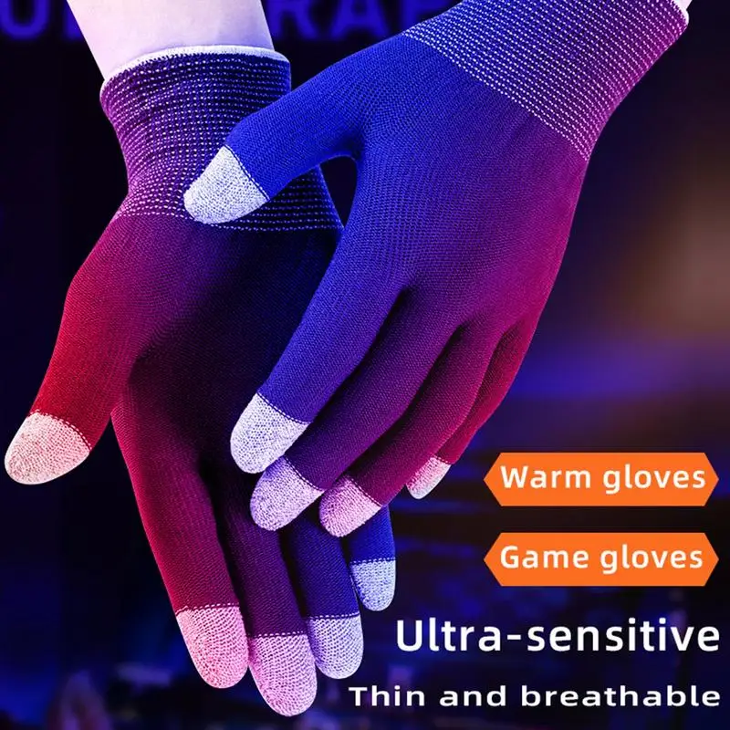 Gaming Touch Screen Gloves Unisex Breathable Ultra-thin 5-finger Sweat-proof Gloves Mobile Game Gloves