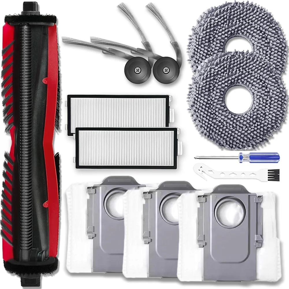 ABKR-قطع غيار لـ Roborock Saros Z70/Saros Z70 Ultra أجزاء المكنسة الكهربائية مرشحات الفرشاة الجانبية الرئيسية وسادات الممسحة أكياس الغبار