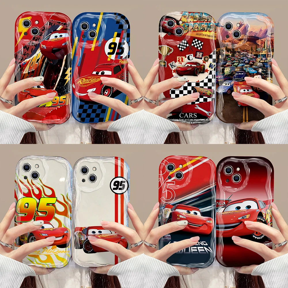 

Cars Lightning McQueen 95 3D Wave Case For iPhone 15 14 13 12 11 Pro Max Mini X XR XSMAX 8 7 6S Plus Soft Silicone Cover