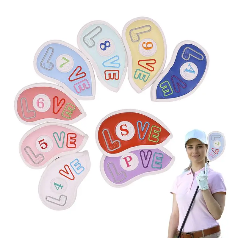 9 PCS Golf Club Head Cover Print Irons Covers Protector Golf Iron Head Headcover Golf Accessories