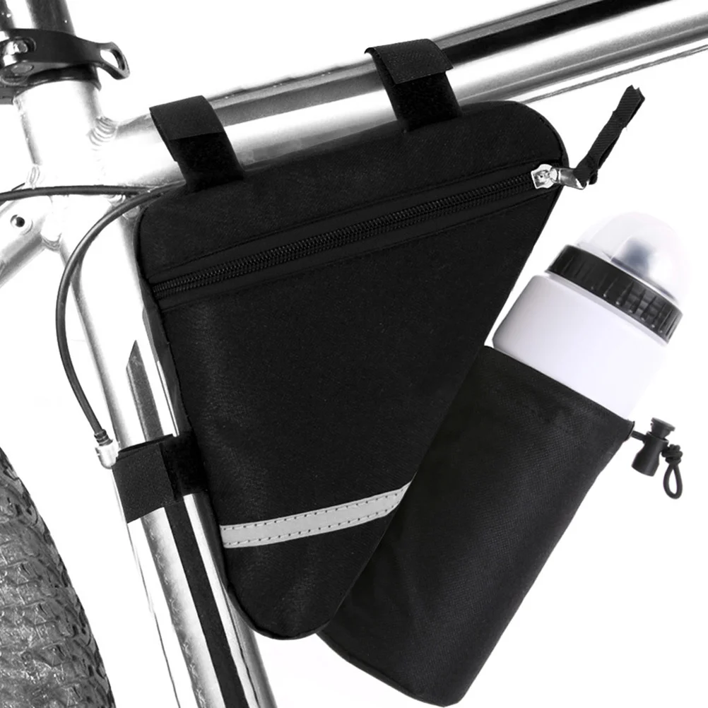 

Bike Storage Bag Lightweight Black Waterproof Front Tube Pocket Large Capacity Saddle Frame Pouch Cycling Bag for Mountain Road