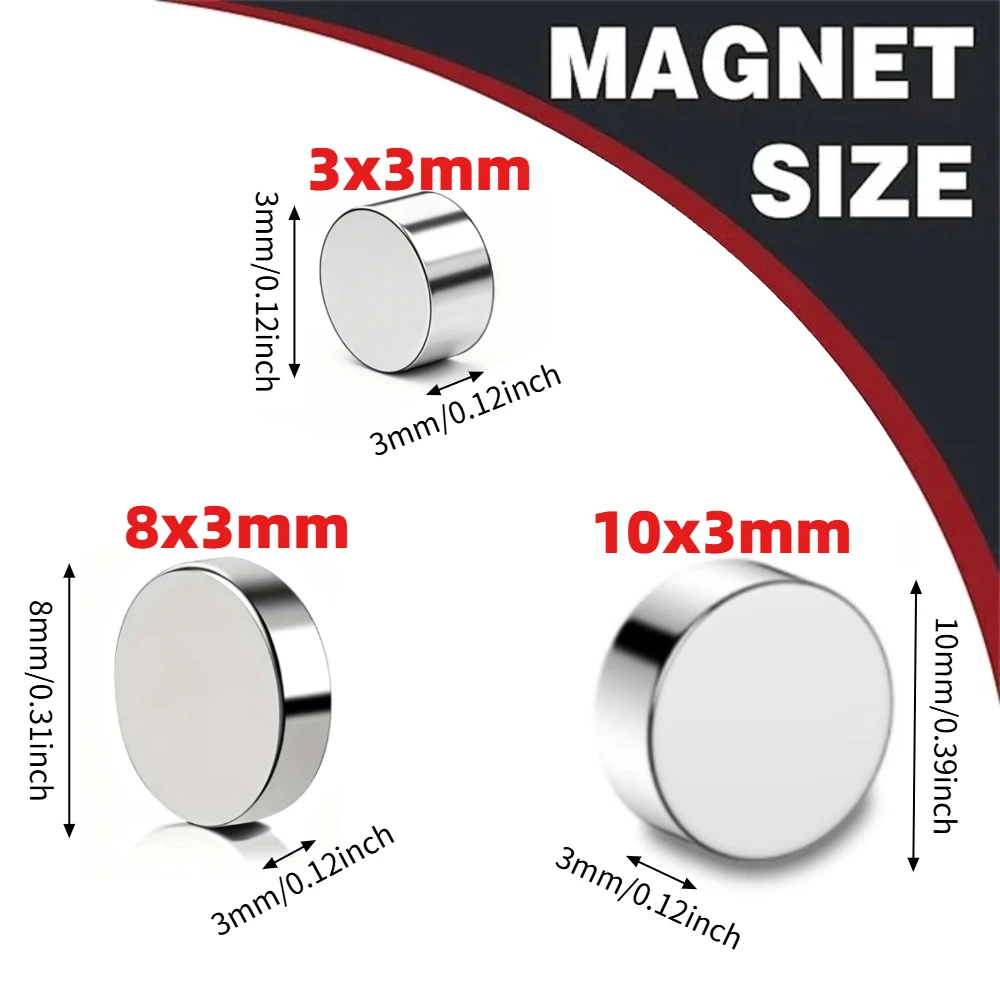 3x3/8x3/10x3mm Mini Round Refrigerator Magnets in Different Specifications, Widely Used in Refrigerators, Warehouses, Studios