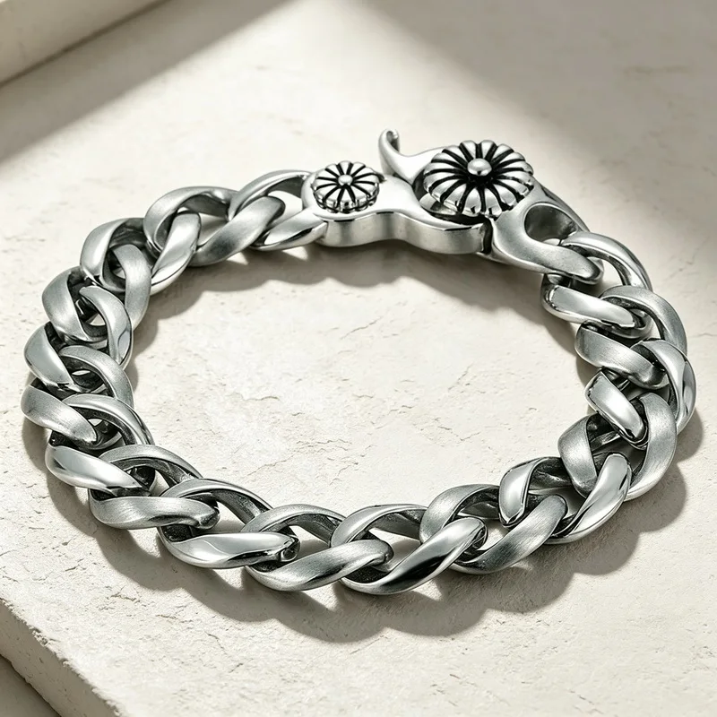 Vintage Men's Sun Bracelet Stainless Steel Punk Hip Hop Cuban Bracelets Fashion Amulet Jewelry Gifts