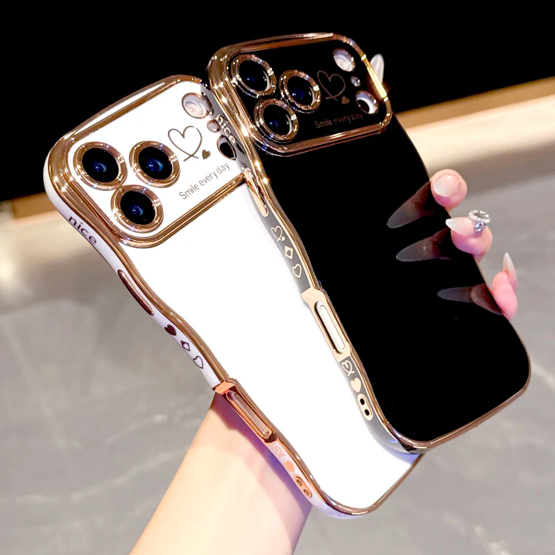 Funda suave con ola y acabado de lujo para iPhone 17 Air 16E 16 15 14 13 12 11 Pro Max 17Pro 16Pro 15Pro 14Pro 3
