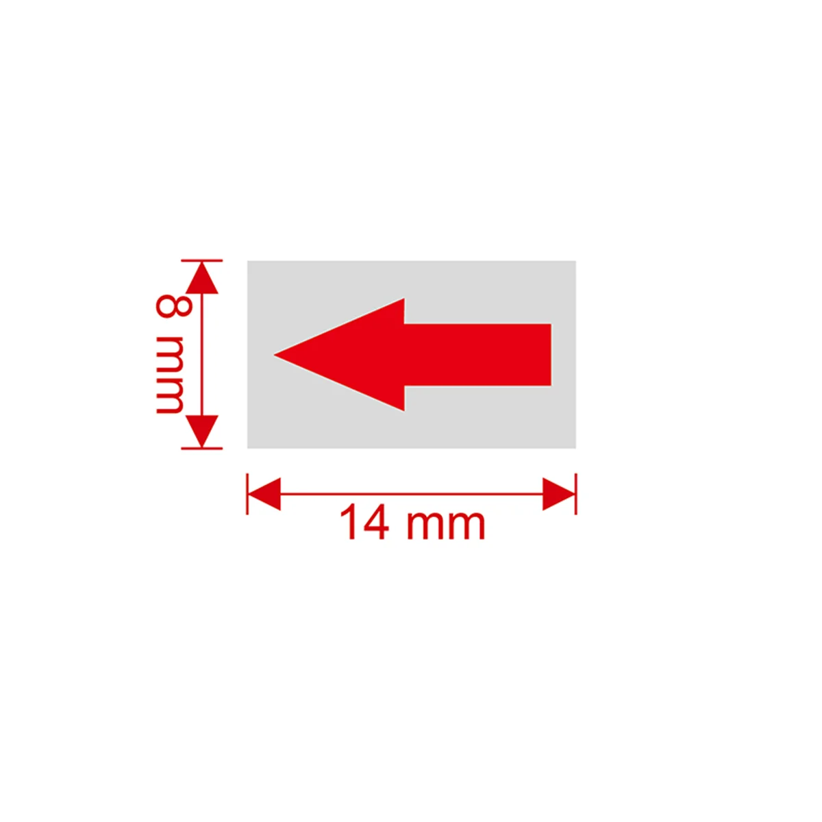 1000pcs Red arrow waterproof label matte silver self-adhesive directional marking sticker, 14x8 mm, for easy positioning