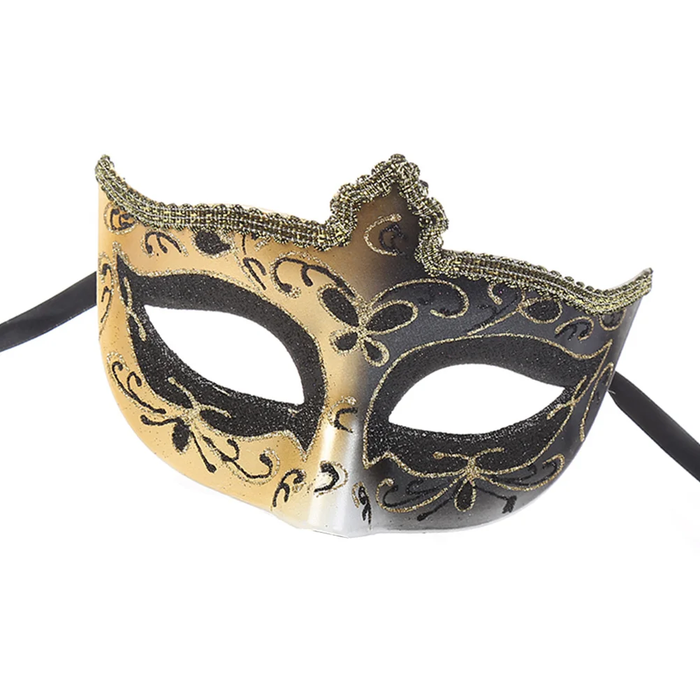 

Half Face Mask Black Crown Halloween Masquerade Party Cosplay Dance Prop Rave Wedding Ball Costume Accessory