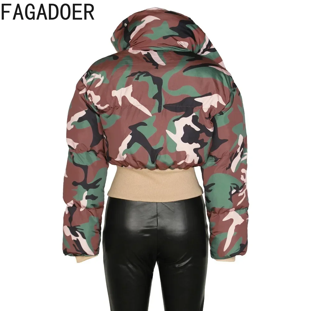 FAGADOER Camouflage Vintage Woman Loose Coat Female Fashion Printing Ladies Autumn Winter Basic Warm Thick Sleeveless Jacket