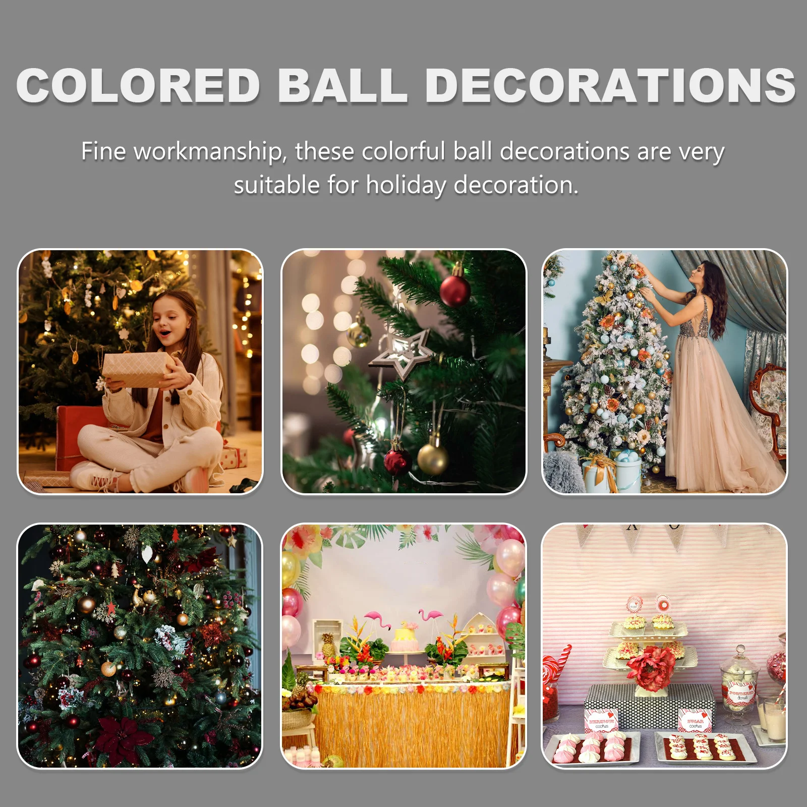 

4Packs Colorful Ball Decoration Festive Holiday Xmas Round Ornament Hanging Balls for Party Wedding Festival Supplies