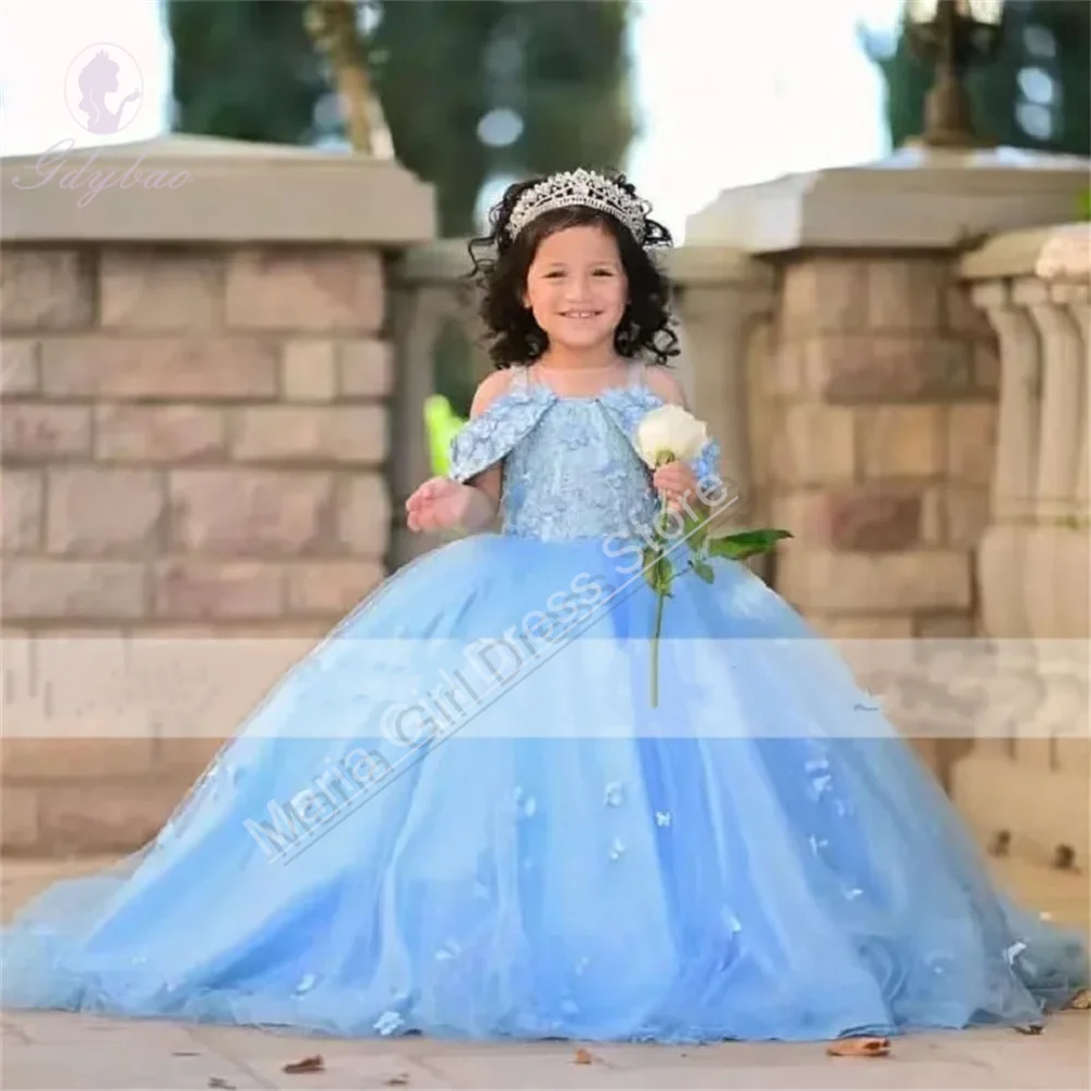 

Elegant Satin Party Flower Girl Dress Birthday for Kids Square Neck Crystals Puffy First Communion Wedding Pageant Holiday